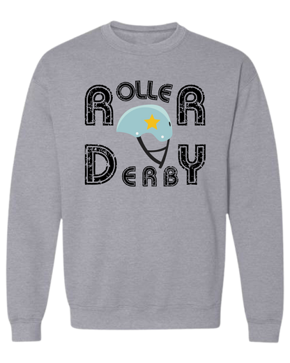 Unisex crew-neck "Roller Derby" distressed font w/ Helmet tee